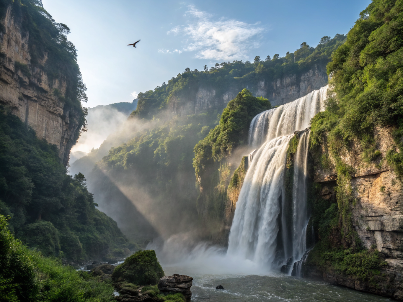 Majestic view of Huangguoshu Waterfall